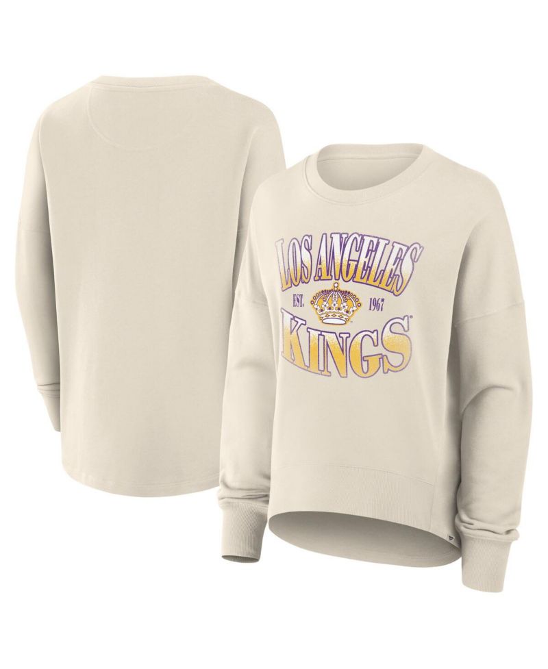 Women's Cream Los Angeles Kings Oversized Vintage Slice Pullover Sweatshirt