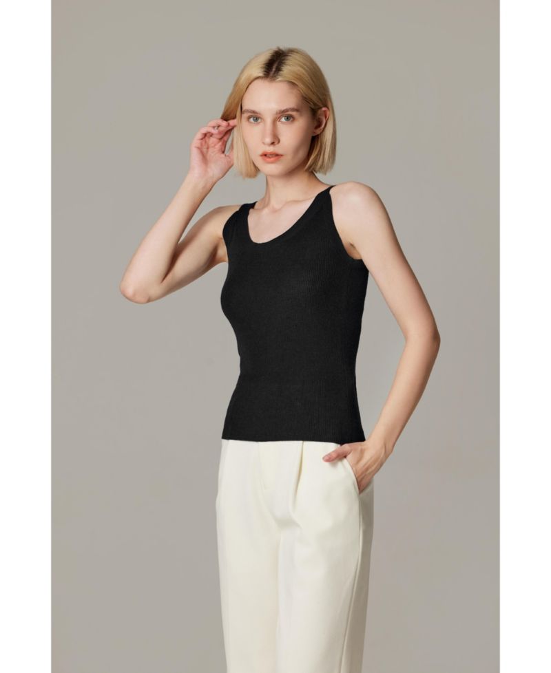 Women's Scoop Neck Tank Top | 75% Merino Wool 25% Silk Ultra-Soft Layering Essential | Natrual Moisture Wicking Sweater