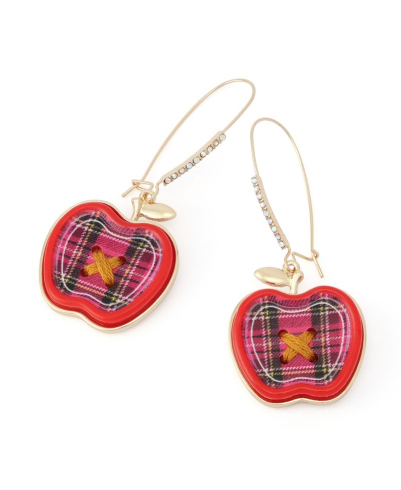 Faux-Stone Best In Class Plaid Apple Dangle Earrings