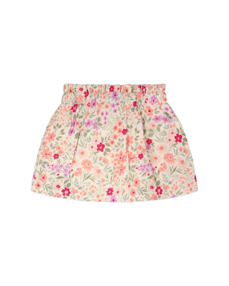 Baby Girls Muslin Skort Off White Printed Flowers