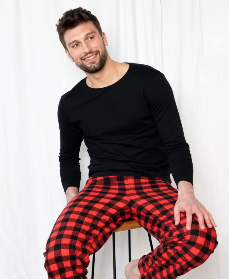 Men’s Cotton Top and Fleece Pants Holiday Pajamas