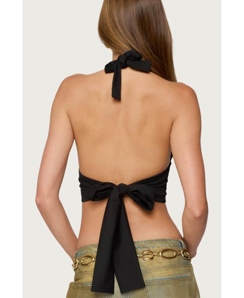 Women's Aiva Backless Plunge Neck Halter Top