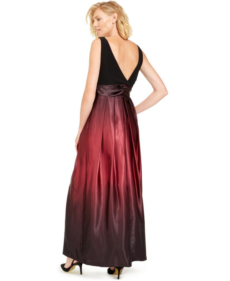 Petite Ombr&eacute; Satin Bow Sash Gown