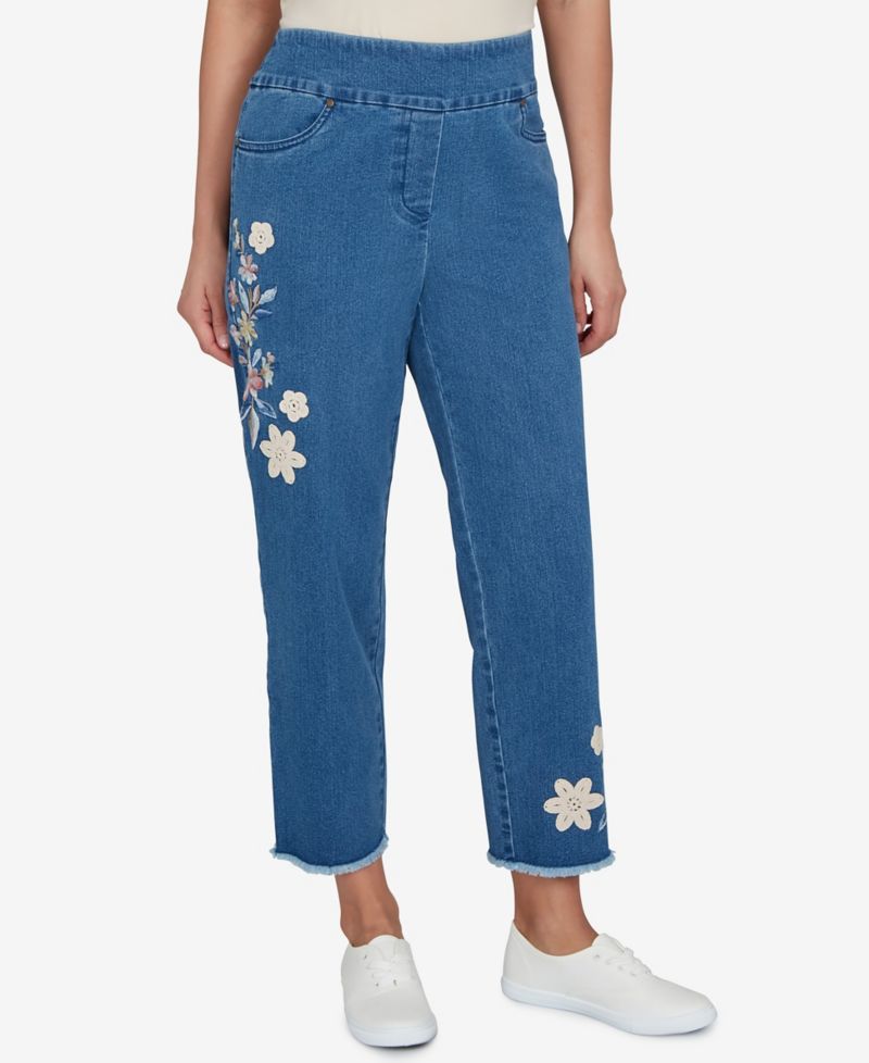 Women's Camden Market Floral Crochet Applique Ankle Jeans