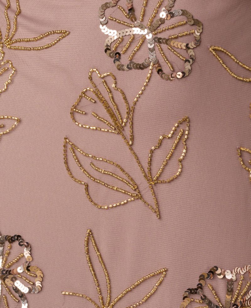 Women's Blouson Crewneck Beaded Ball Gown