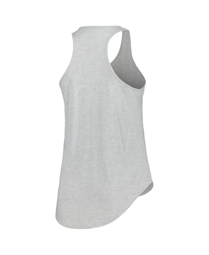 Women's Heather Gray North Carolina Tar Heels Arch Logo Racerback Scoop Neck Tank Top