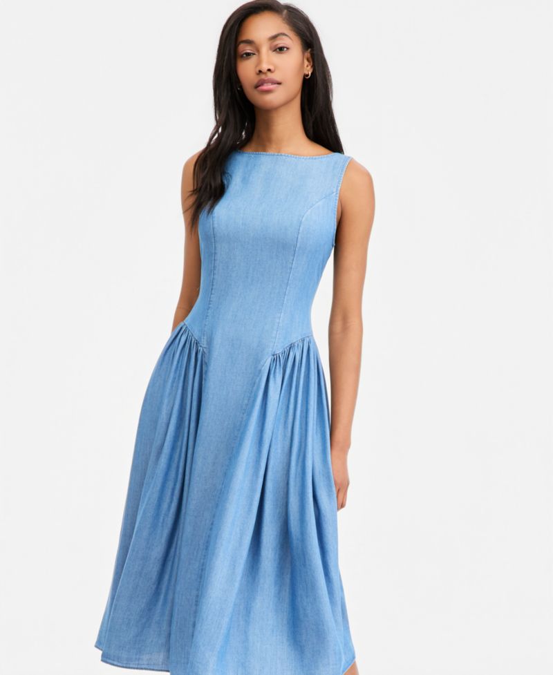 Plus Size Drop-Waist Midi Dress