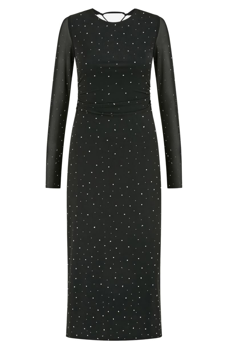 Women's Sparkle Mesh Bodycon Midi Dress