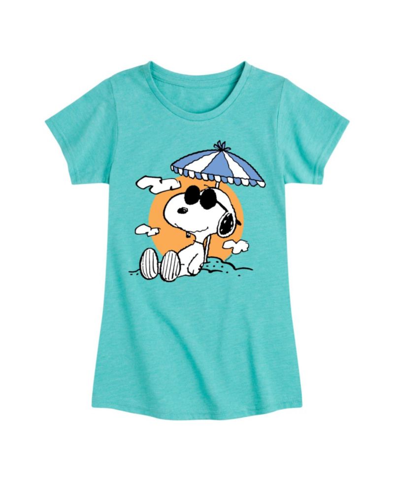Big Girls Snoopy Beach Graphic Short Sleeve T-Shirt