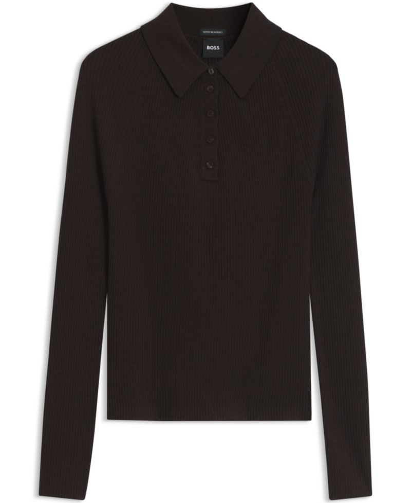 BOSS by Women's Wool Fitted Polo Sweater