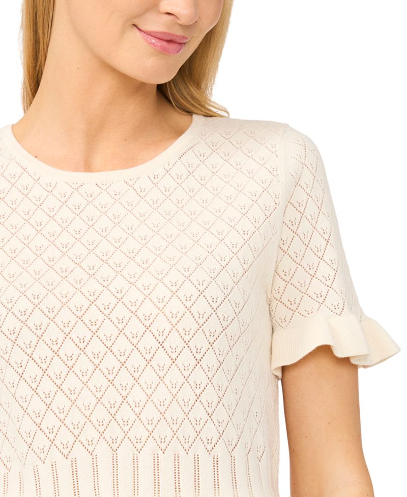 Women's Short-Sleeve Pointelle Sweater