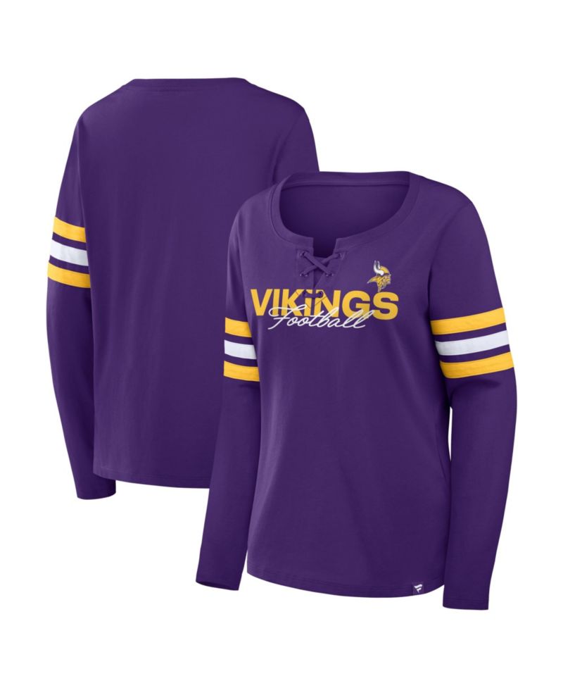 Women's Minnesota Vikings Team First Coverage Scheme Lace-Up Long-Sleeve T-Shirt