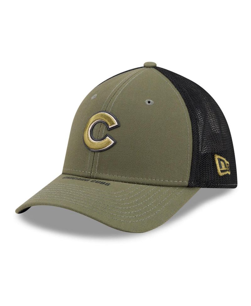 Men's Olive Chicago Cubs 2026 Armed Forces Day 39THIRTY M-Crown Flex Hat