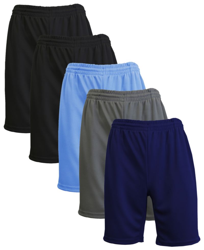 Men's 5-Pack Lightweight Breathable Moisture Wicking Mesh Shorts