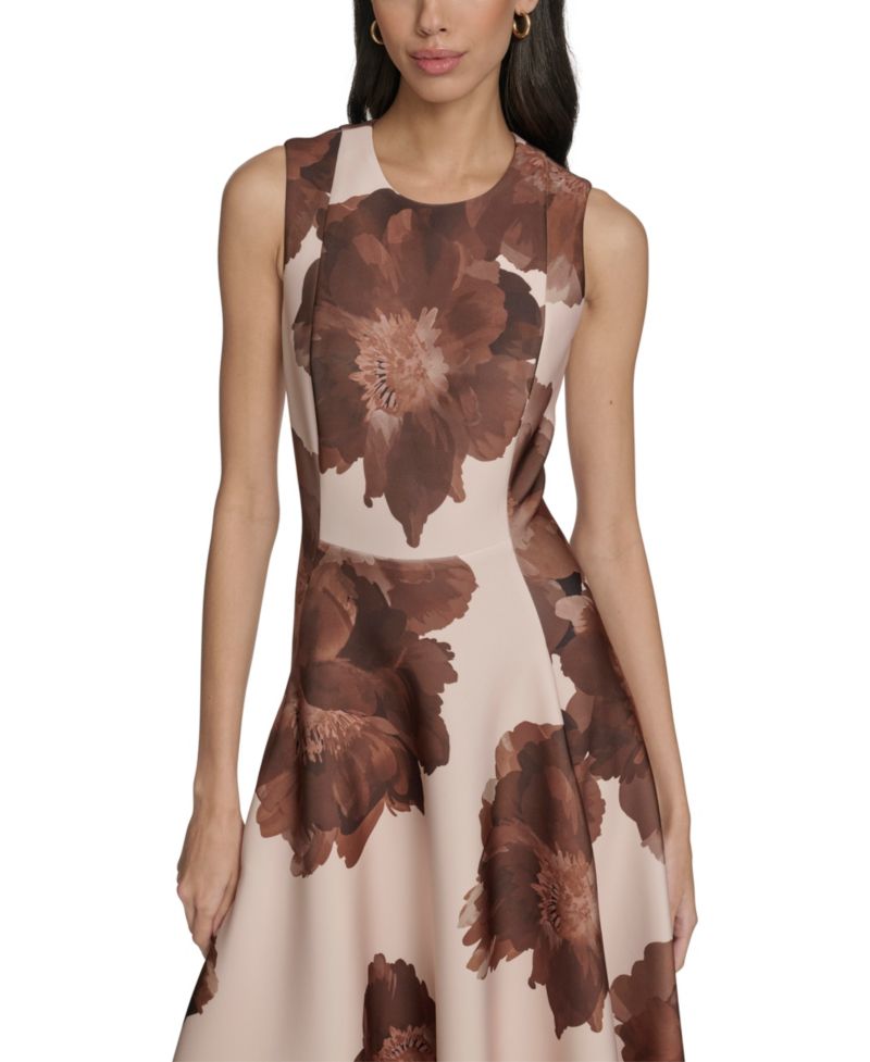 Women’s Printed Scuba Fit & Flare Dress