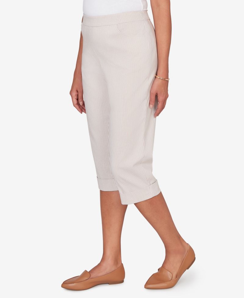 Petite Classic Stretch Stripe Clamdigger Capri Pants