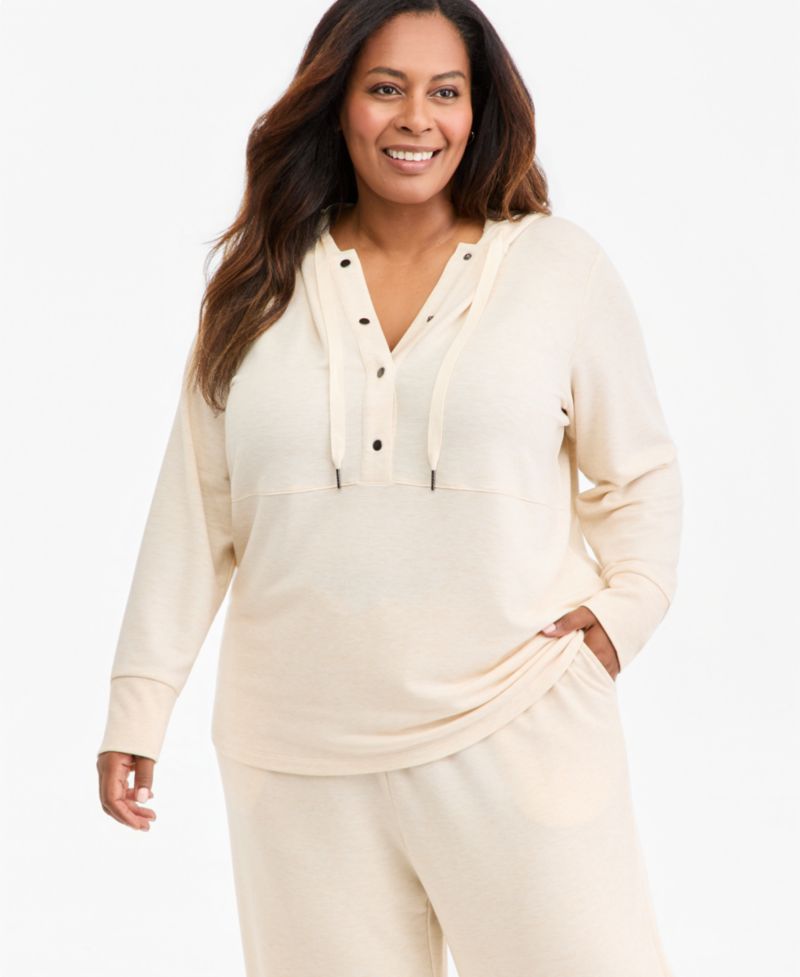 Plus Size LuxLounge French Terry Hooded Sweatshirt