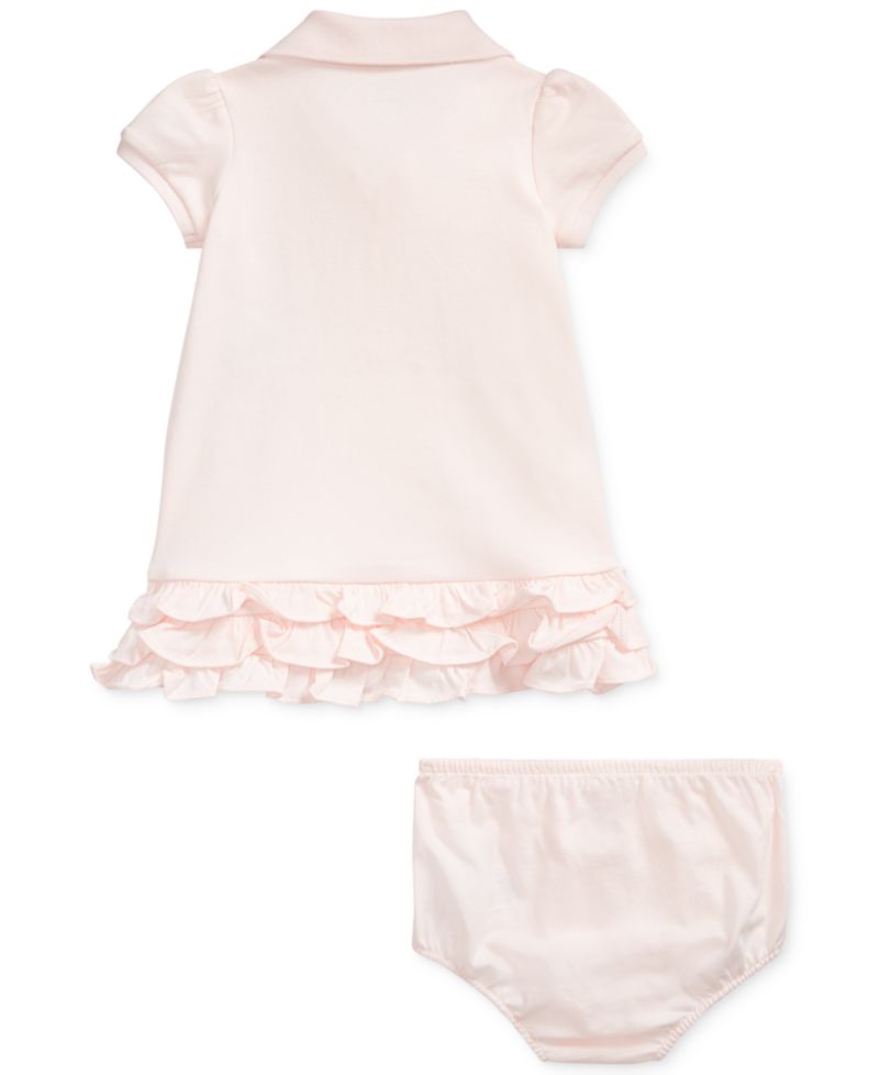 Baby Girls Ruffled Pony Printed Polo Dress