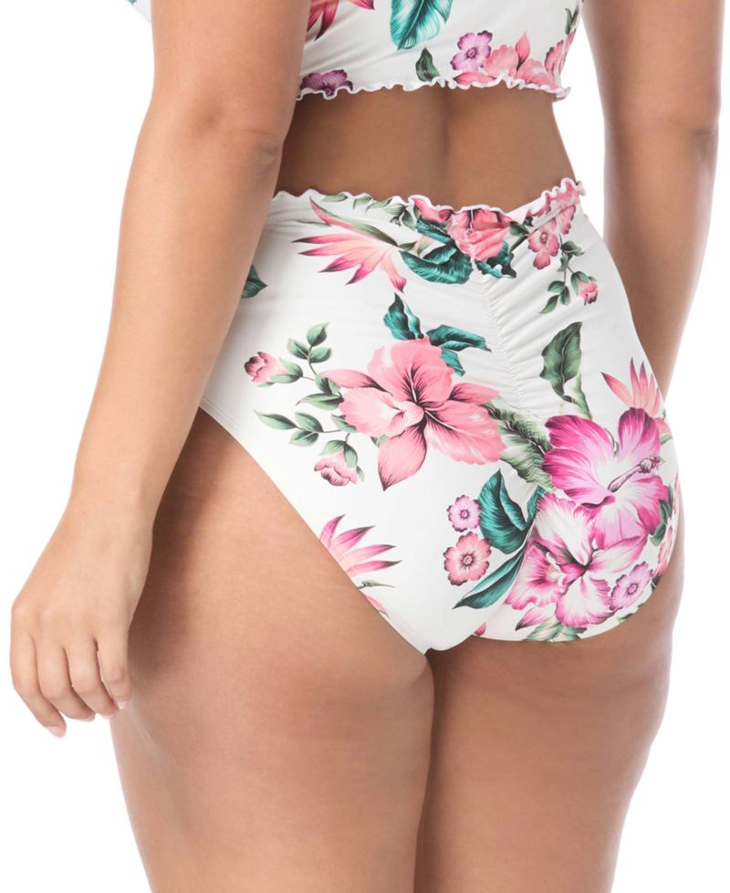 Women's Crescent High-Waisted Ruched Bikini Bottom