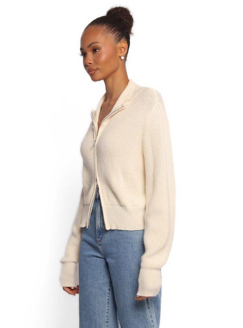 Women's Kourtney Zip Cardigan - Cream