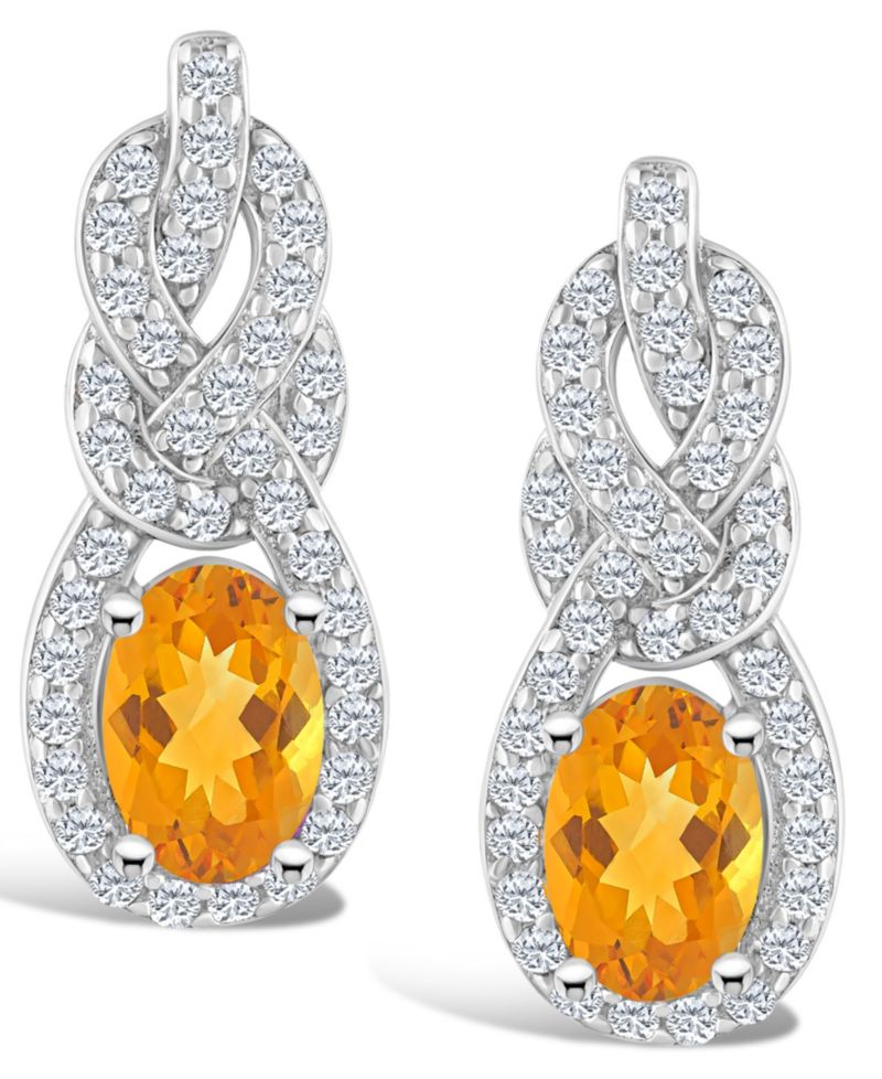 Topaz (3/4 ct. t.w.) Halo Drop Earrings in Sterling Silver