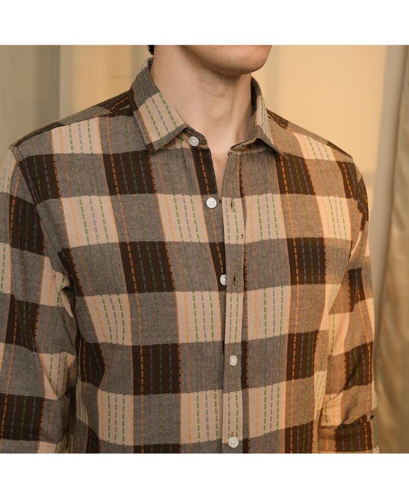 Men's Chocolate Brown Chalk-Buffalo Check Shirt