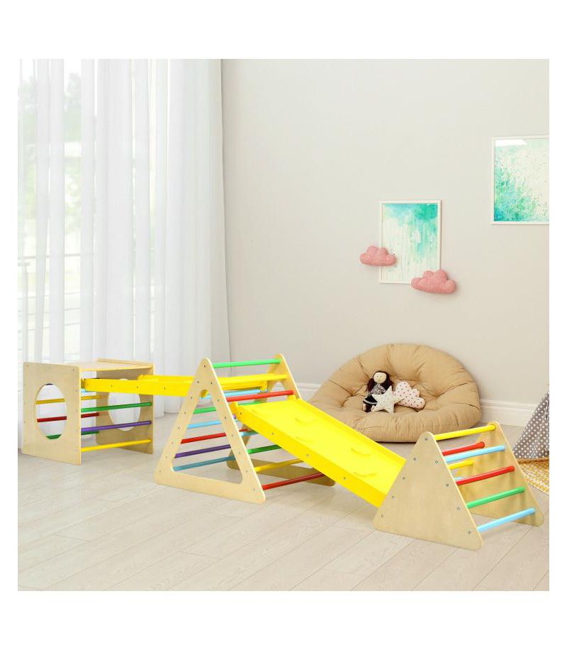 Toddler 5 in 1 Triangle Climber Play Gym Set with 2 Ramps