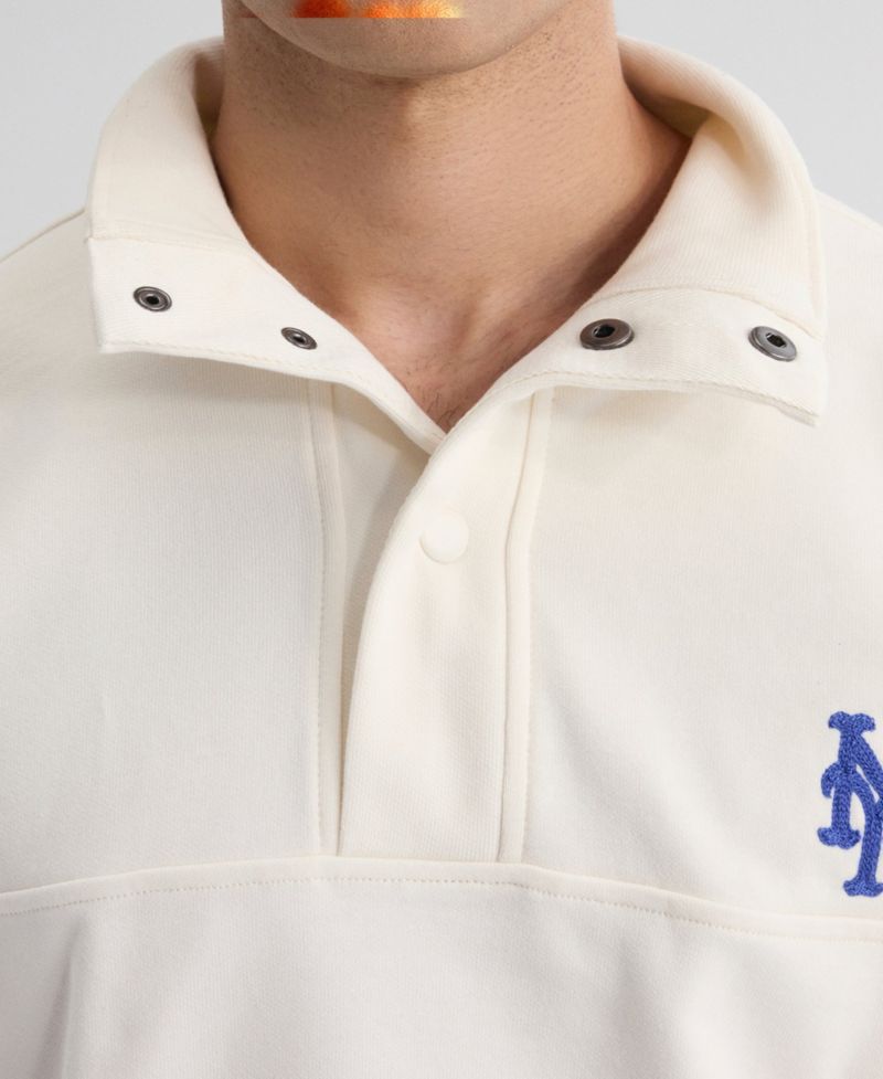 Men's New York Mets Iconic Mock-Neck Relaxed-Fit Short-Sleeve Pullover