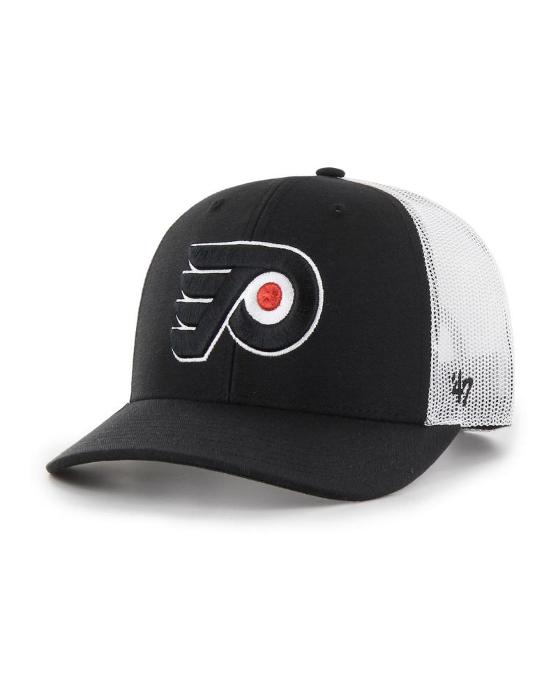 Men's Black/White Philadelphia Flyers Logo Trucker Adjustable Hat