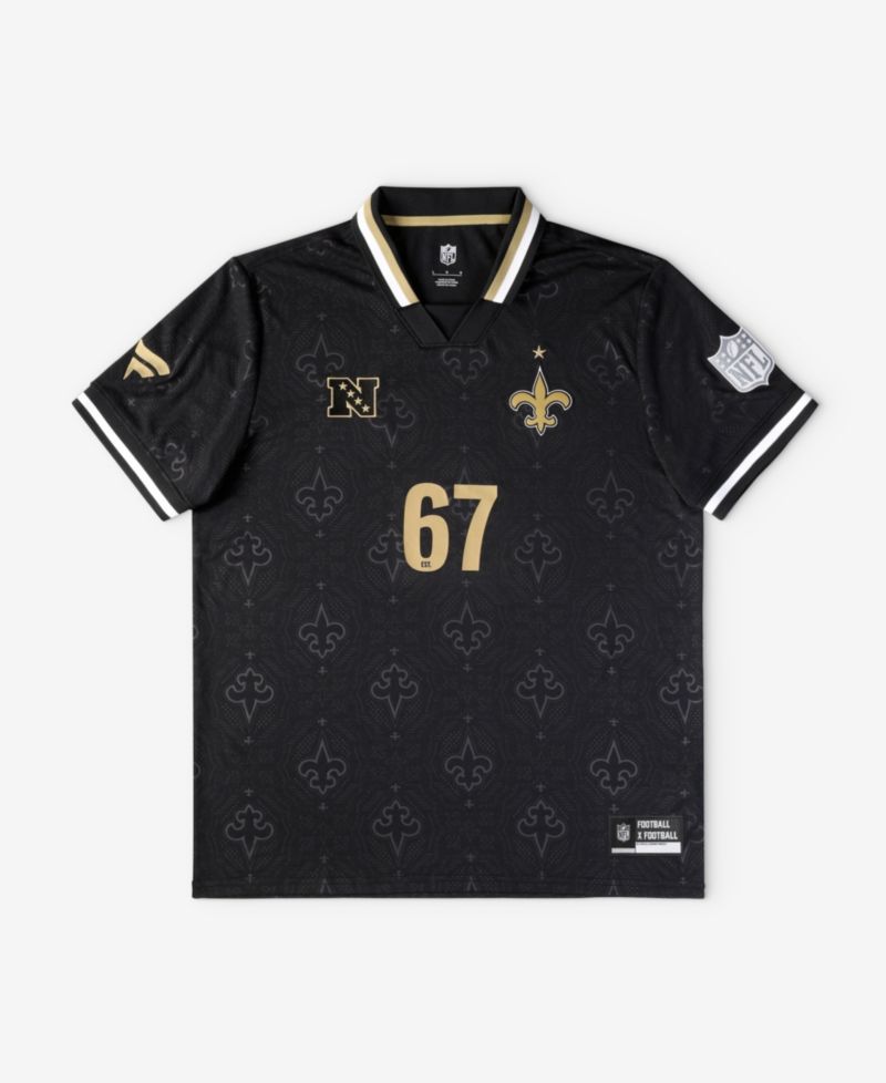 Big Boys and Girls Black New Orleans Saints Football x Football Collared Fan Jersey