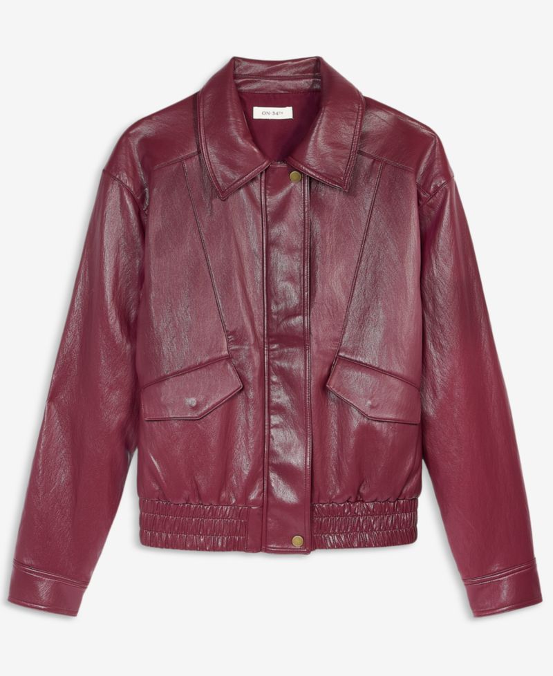 Women's Faux Leather Bomber Jacket