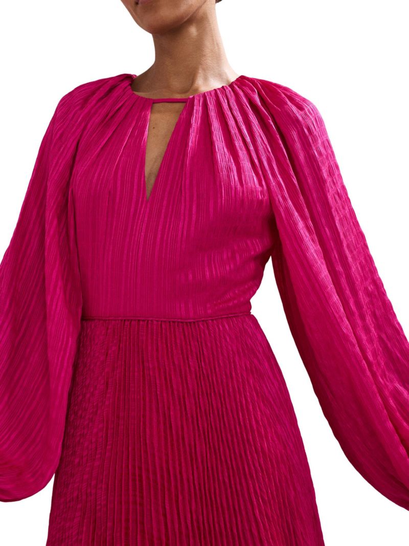 Women's Faye Textured-Plisse Long Sleeve Wedding Guest Midi Dress