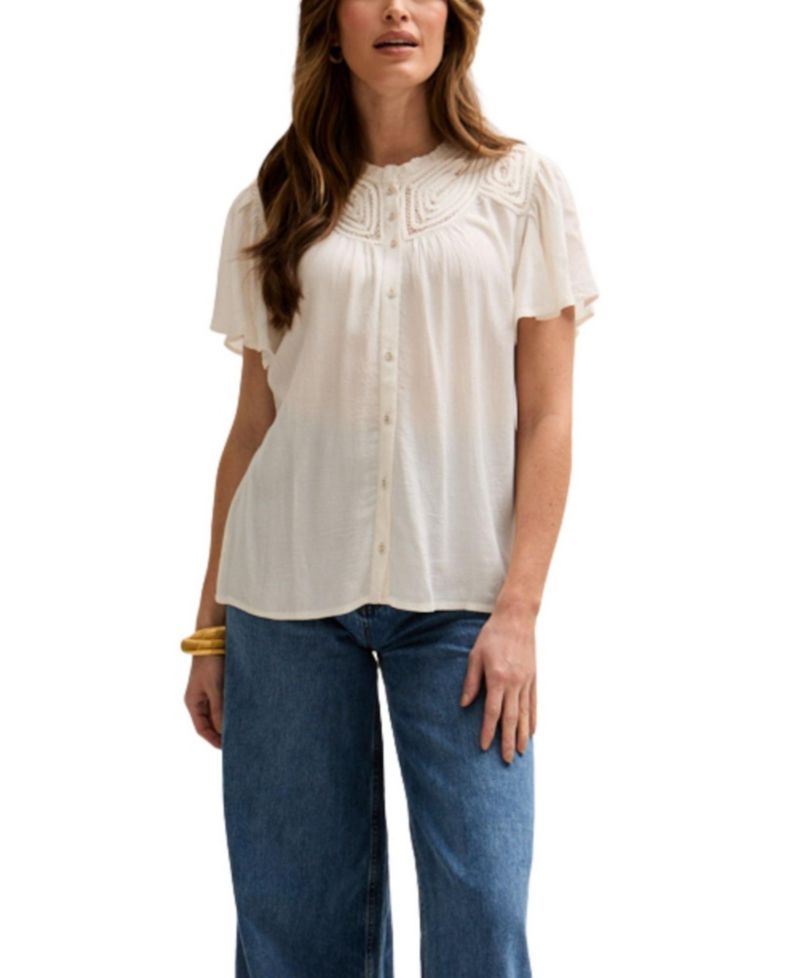 Women's Kew Lace Insert Angel Sleeve Shirt