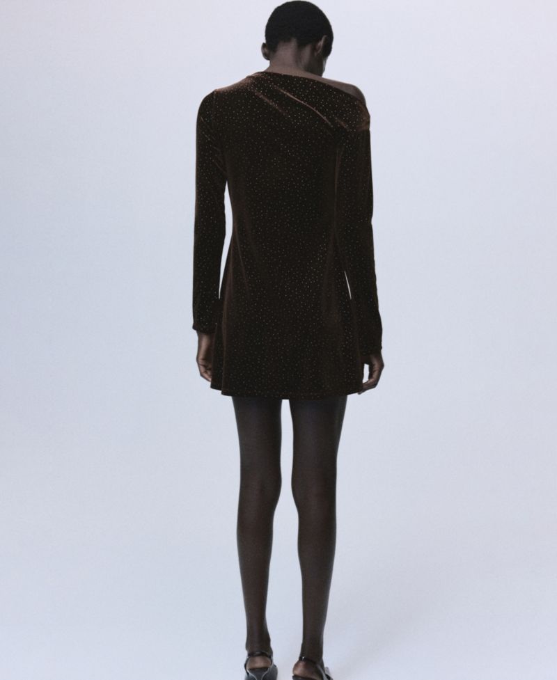 Women's Shiny Details Asymmetrical Velvet Dress
