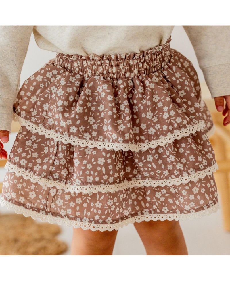 Big Girls Mocha Floral Skort