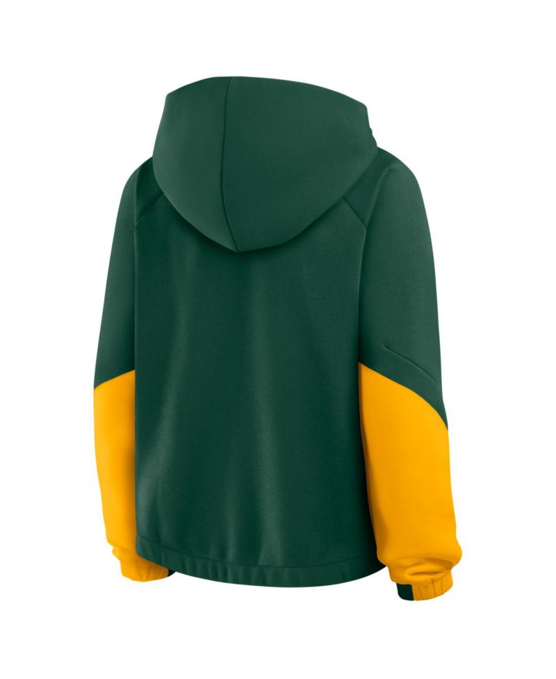 Women's Green Green Bay Packers Oversized Redzone Bubble Screen Pullover Hoodie