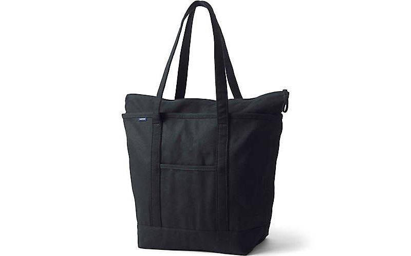 Large 5 Pocket Zip Top Long Handle Canvas Tote Bag