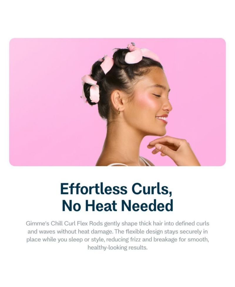 Chill Curl Heatless Flex Rods Gentle and Bendable Hair Rods for Overnight Curls Snap Closure for Secure Hold Fine Hair, 6 Count