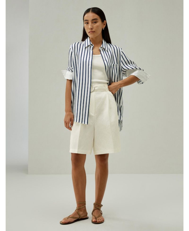 Women's Oversized Palma Stripe Silk Shirt