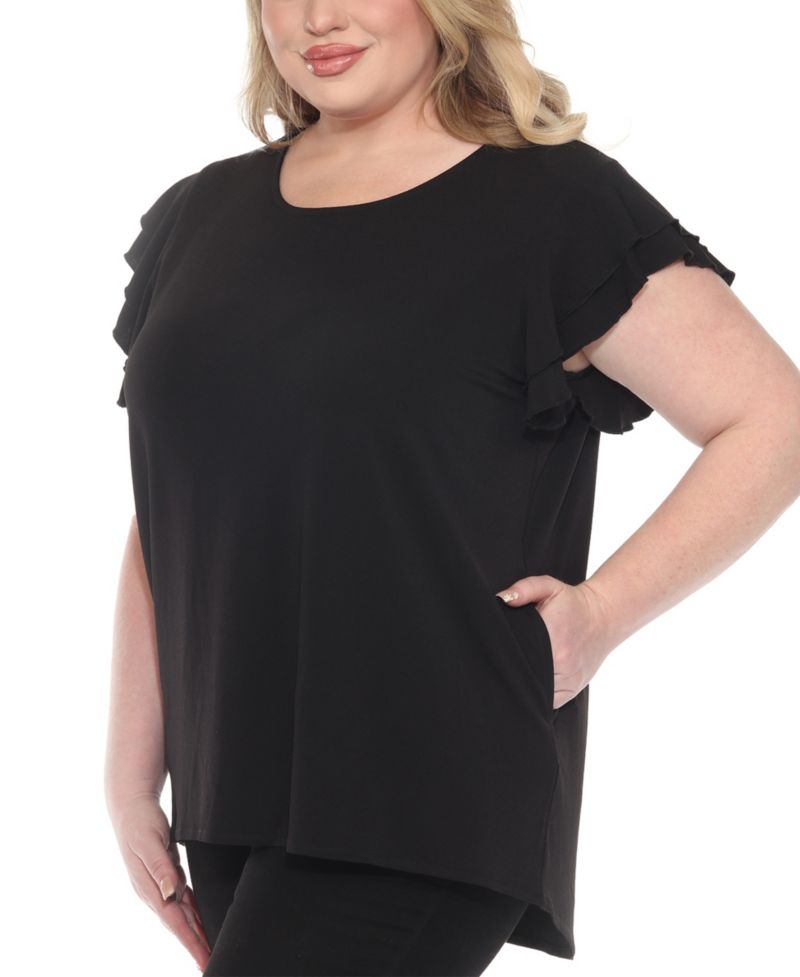 Plus Size Flutter-Sleeve Top and Scuba Pants Set
