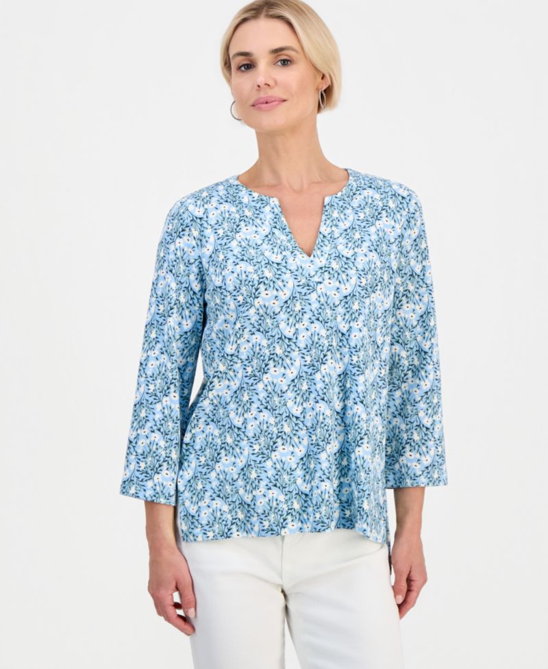 Petite Split-Neck Tunic, Macy's Exclusive