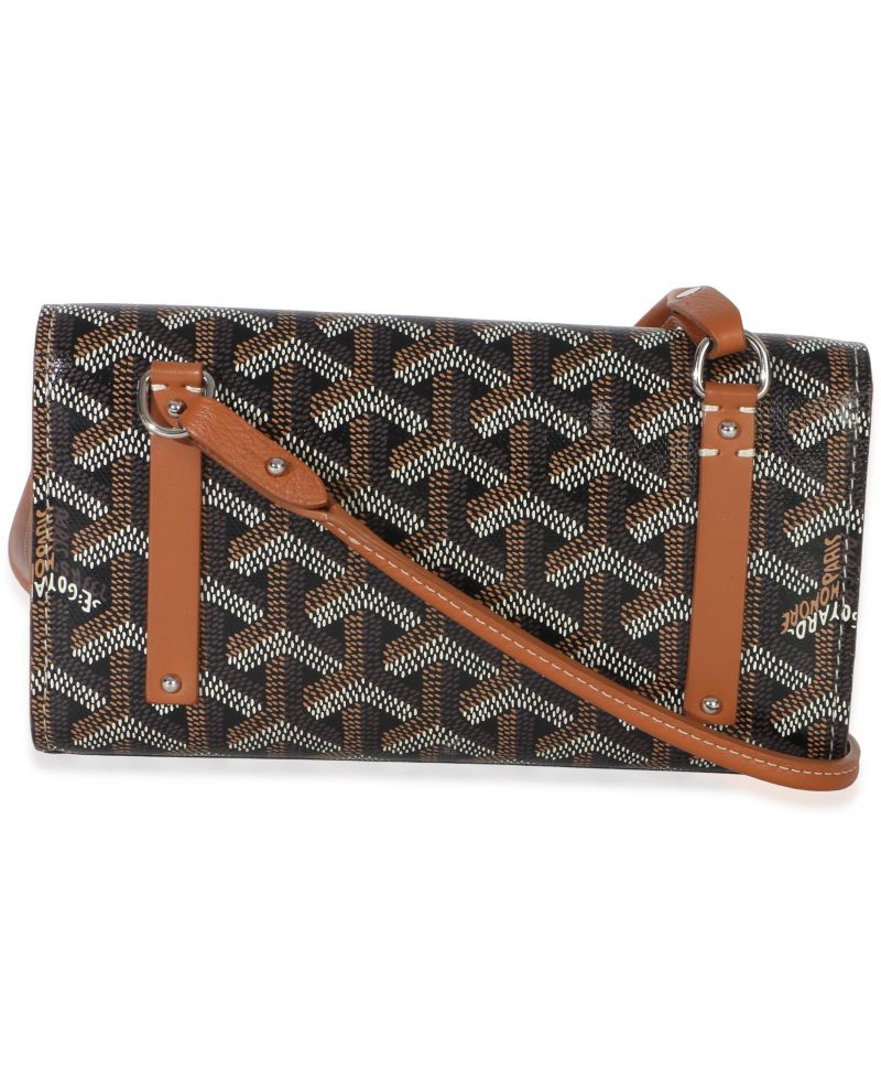 Pre-Owned Goyard Gold Black Goyardine Monte Carlo Mini Clutch