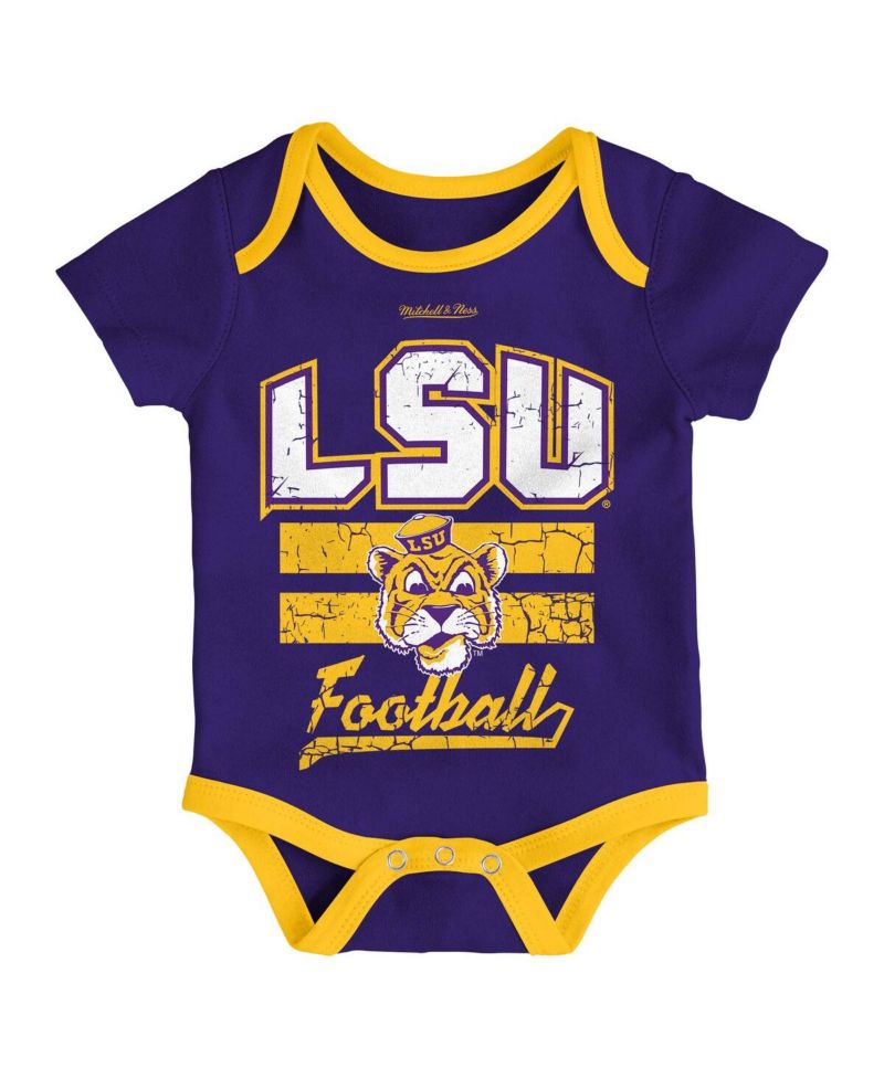 Baby Boys and Girls Purple LSU Tigers Bodysuit, Bib and Bootie, Set of 3