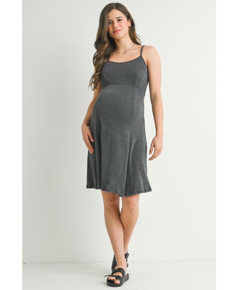 Women's Ribbed Empire Waist Scoop Neck Sleeveless Dress