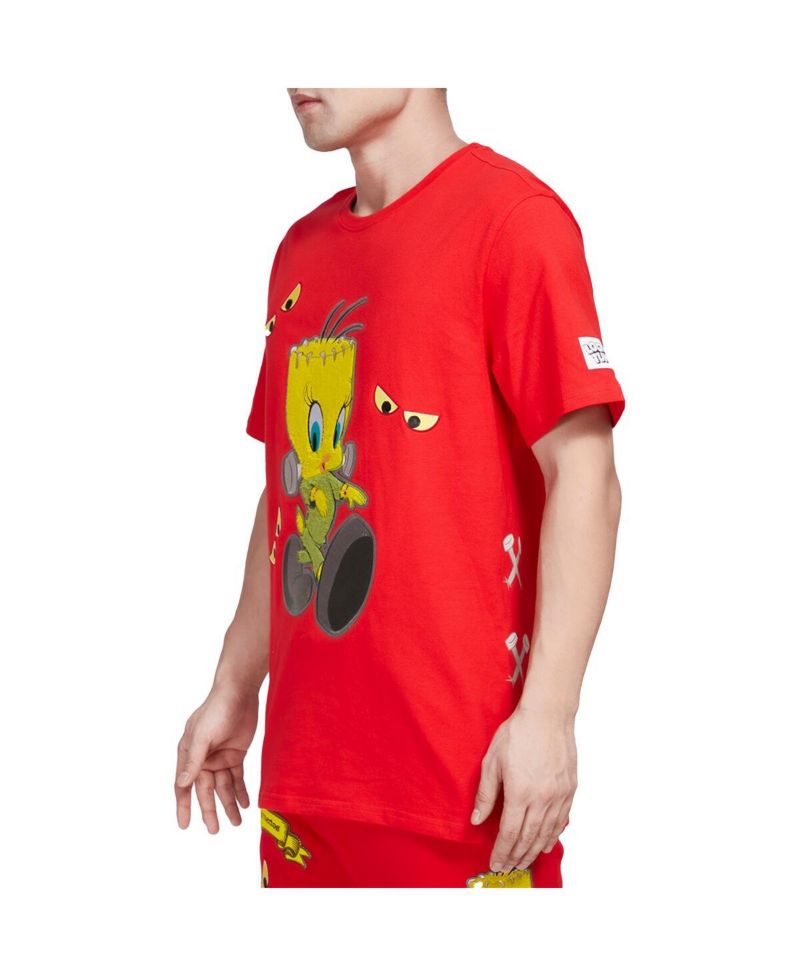 Men's and Women's Red Looney Tunes Franken Tweety T-shirt