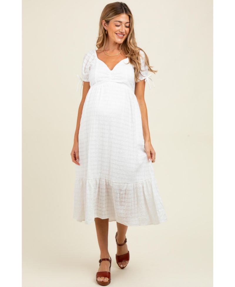 Women's Ivory Solid Sweet Heart Dress