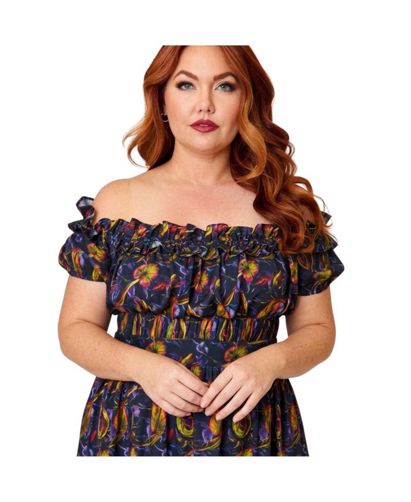 Plus Size 1970s Ruffle Up Crop Top