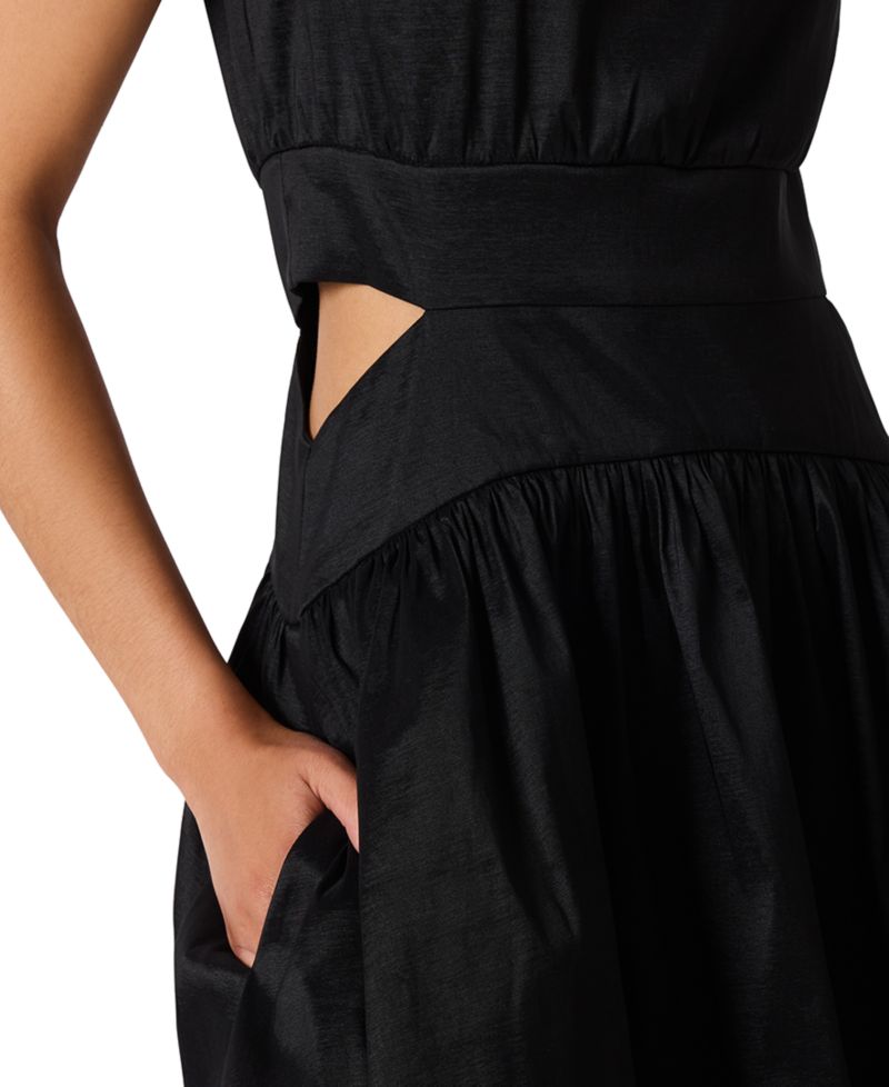 Women's Square Neck Pleated Cutout Mini Dress