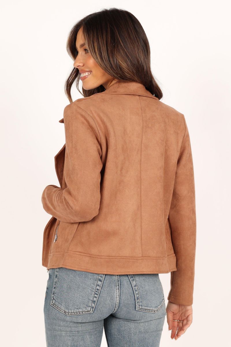 Womens Spencer Faux Suede Moto Jacket