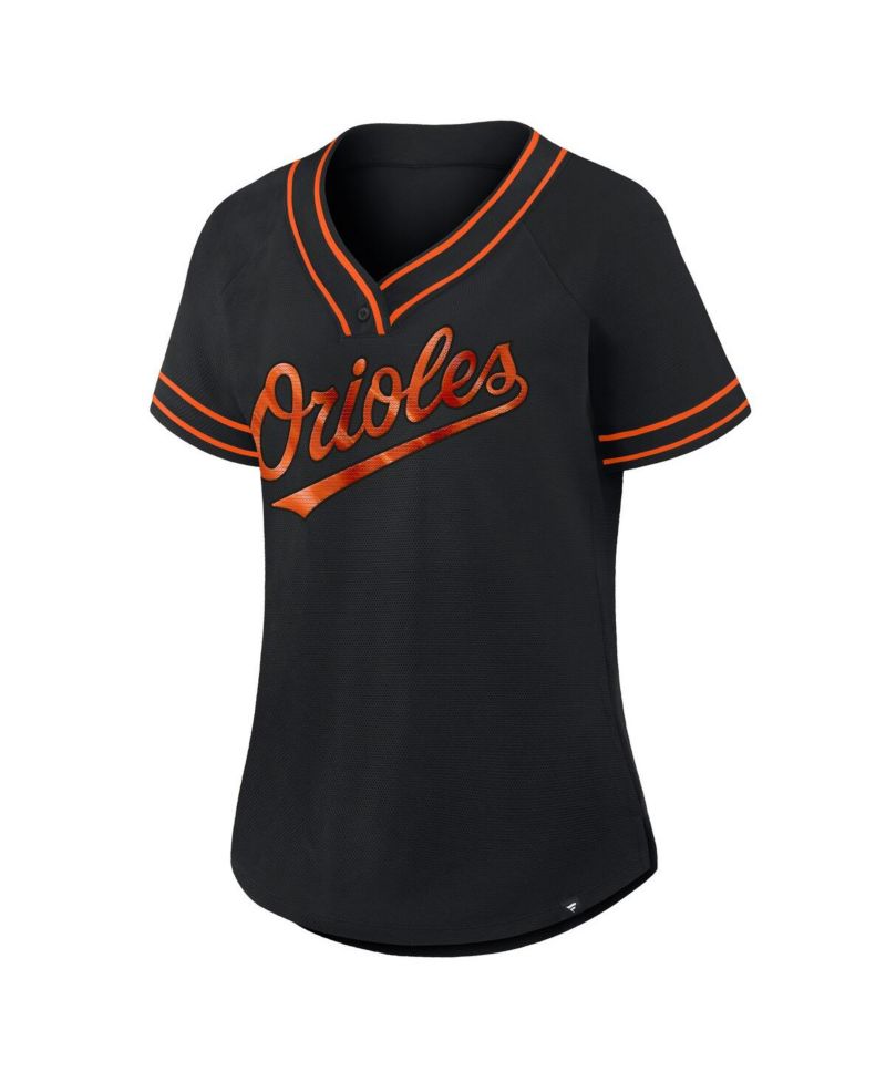 Women's Black Baltimore Orioles Diva Race Ahead Raglan V-Neck T-Shirt